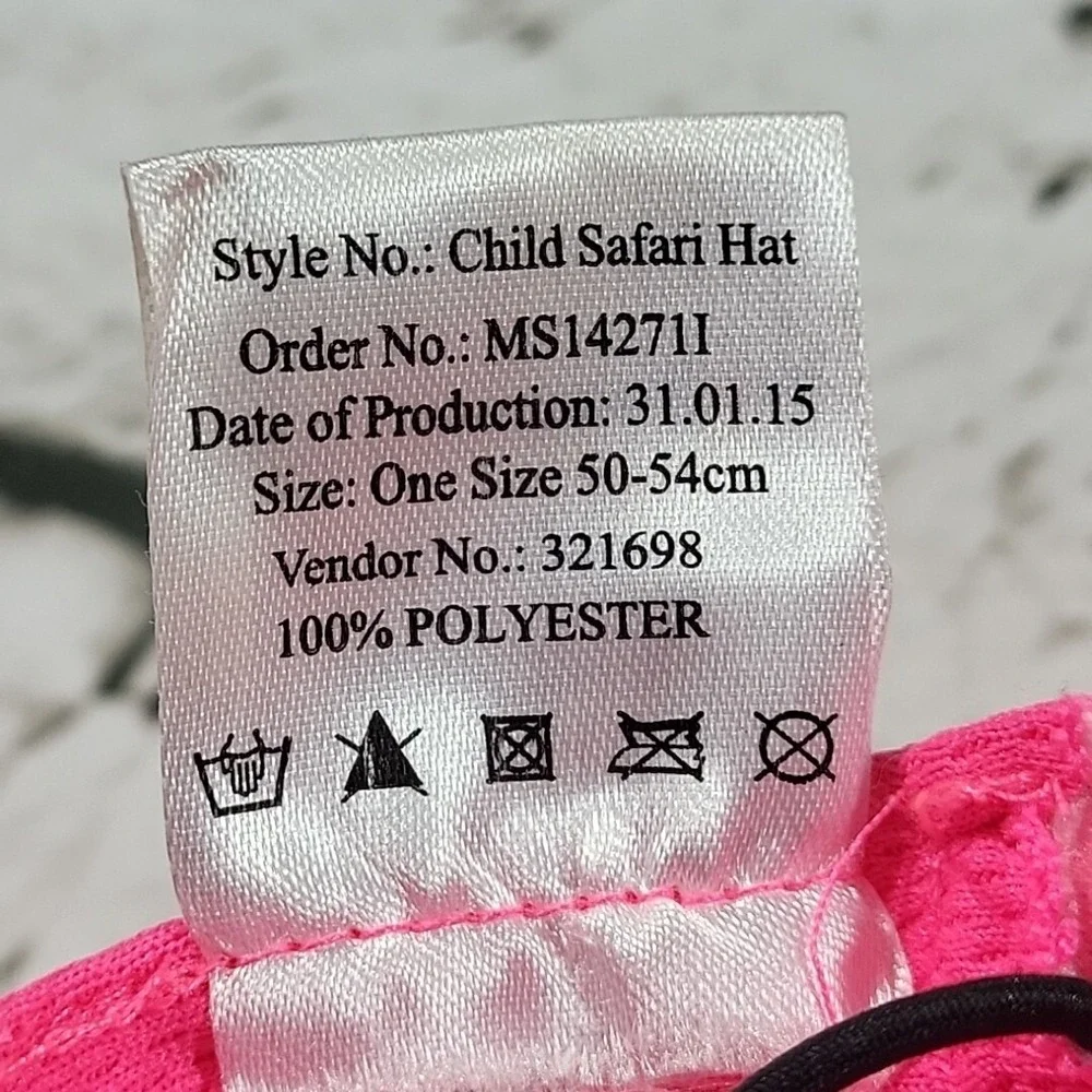 Sun Protection Zone Pink Childs Safari Bucket Hat‎ Youth Size 50-54Cm
